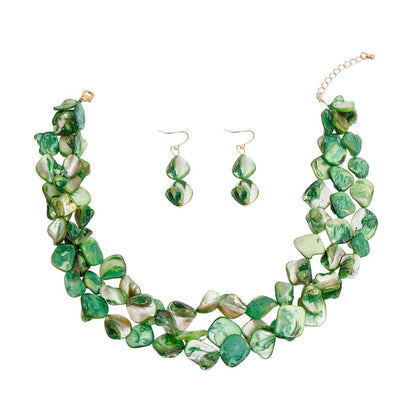 Green Natural Stone Bead Necklace