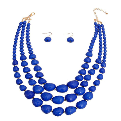 Bold Blue Textured Bead Necklace