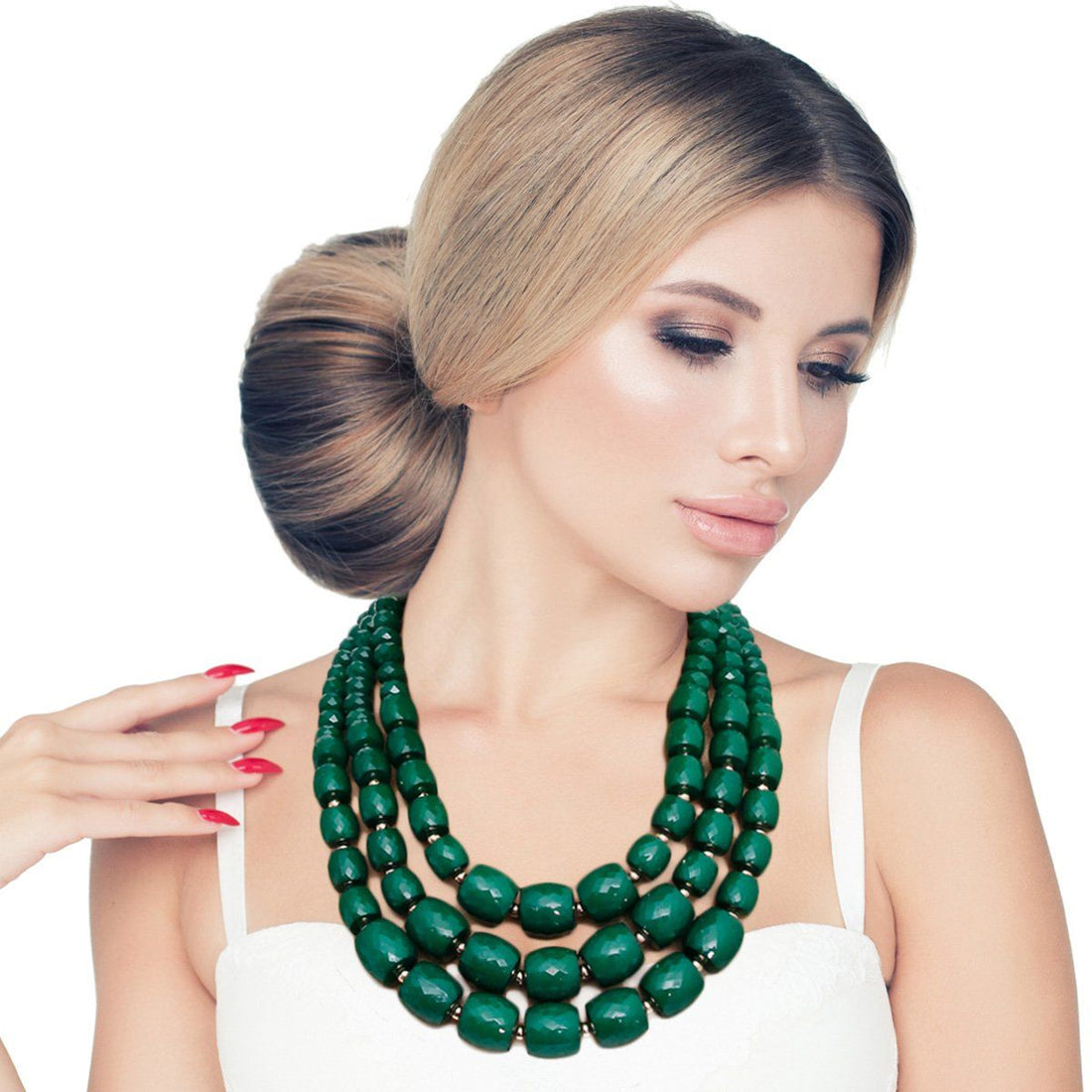 Green Cylinder Bead Necklace