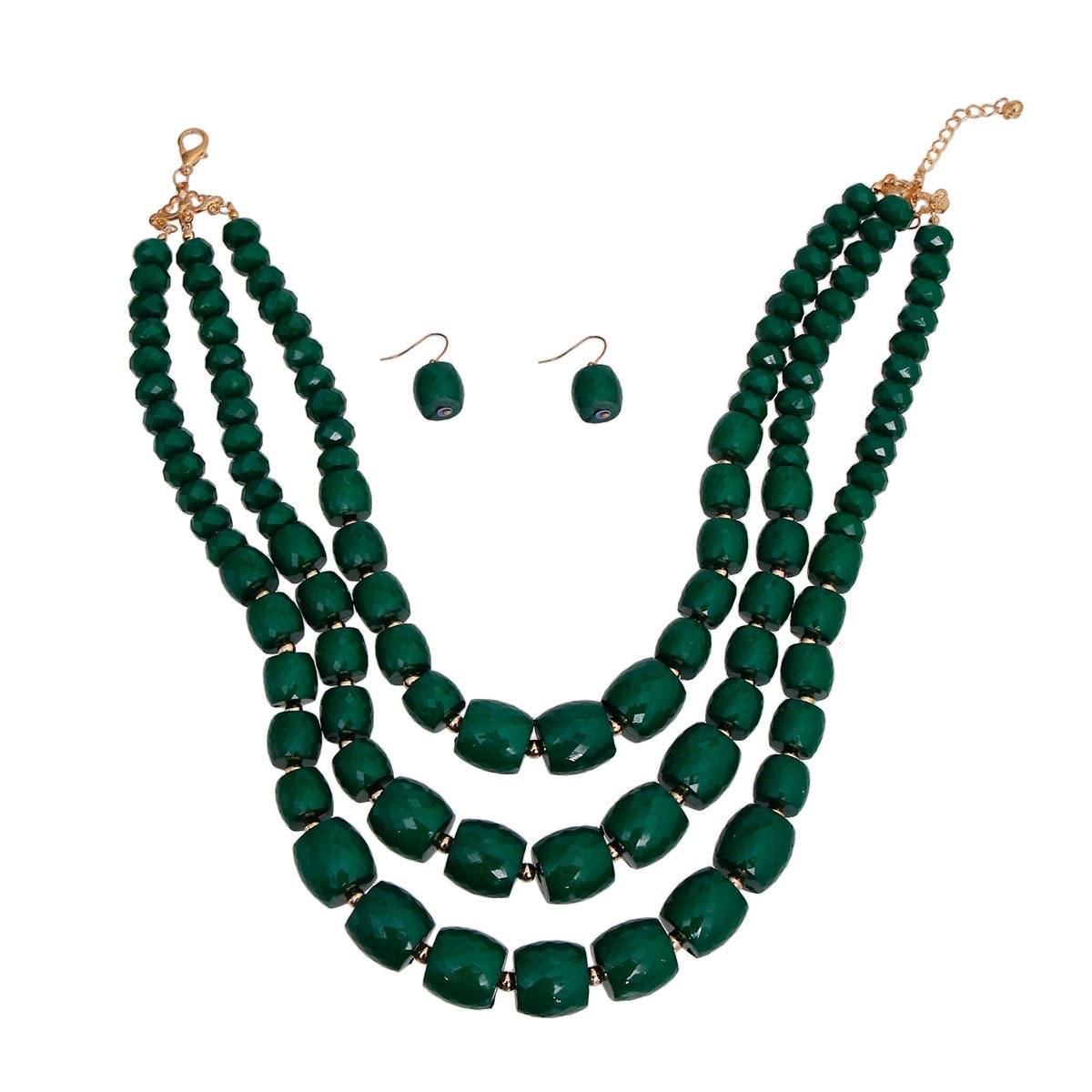 Green Cylinder Bead Necklace