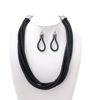 Multi Layered Twisted Cord Necklace Set