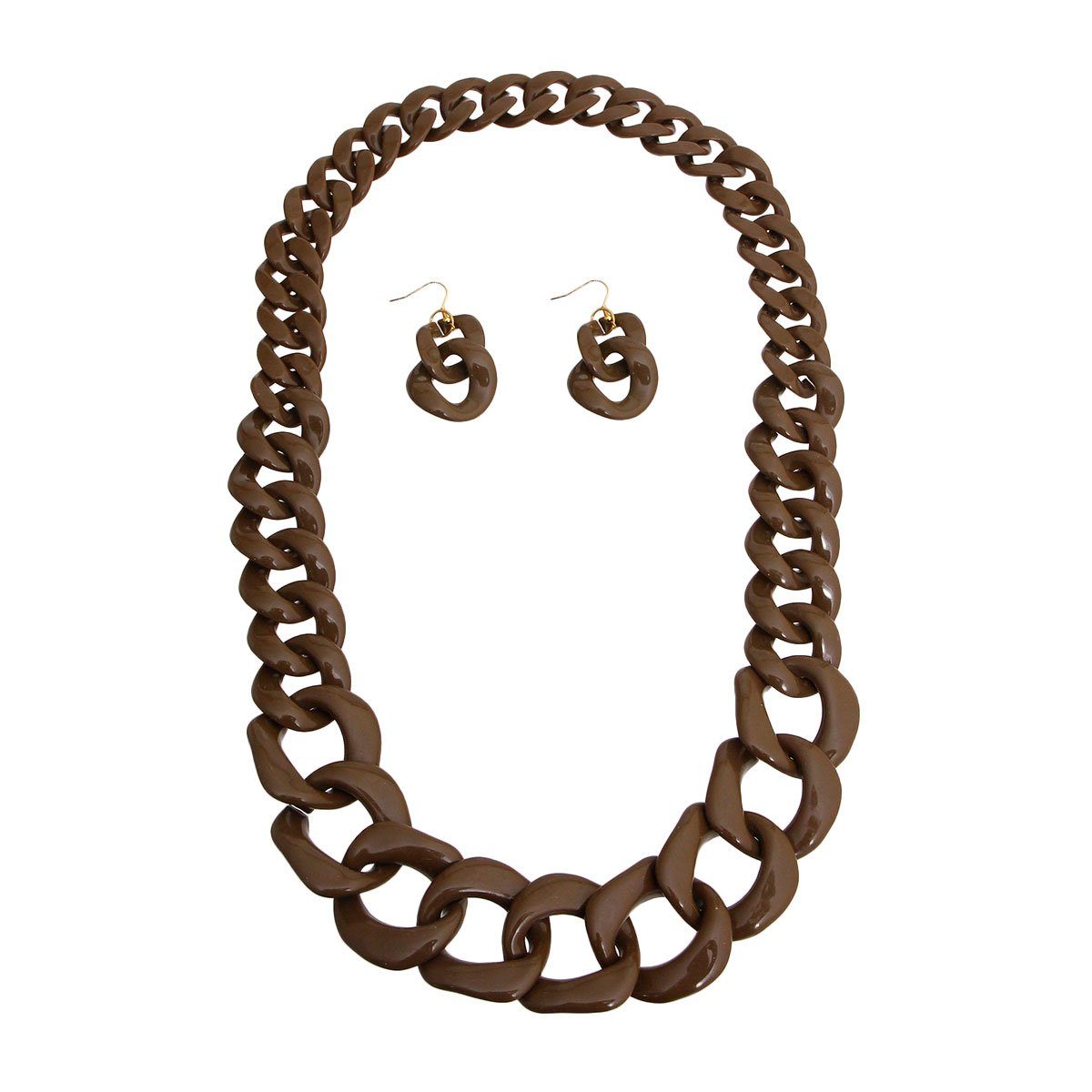 Long Brown Link Necklace