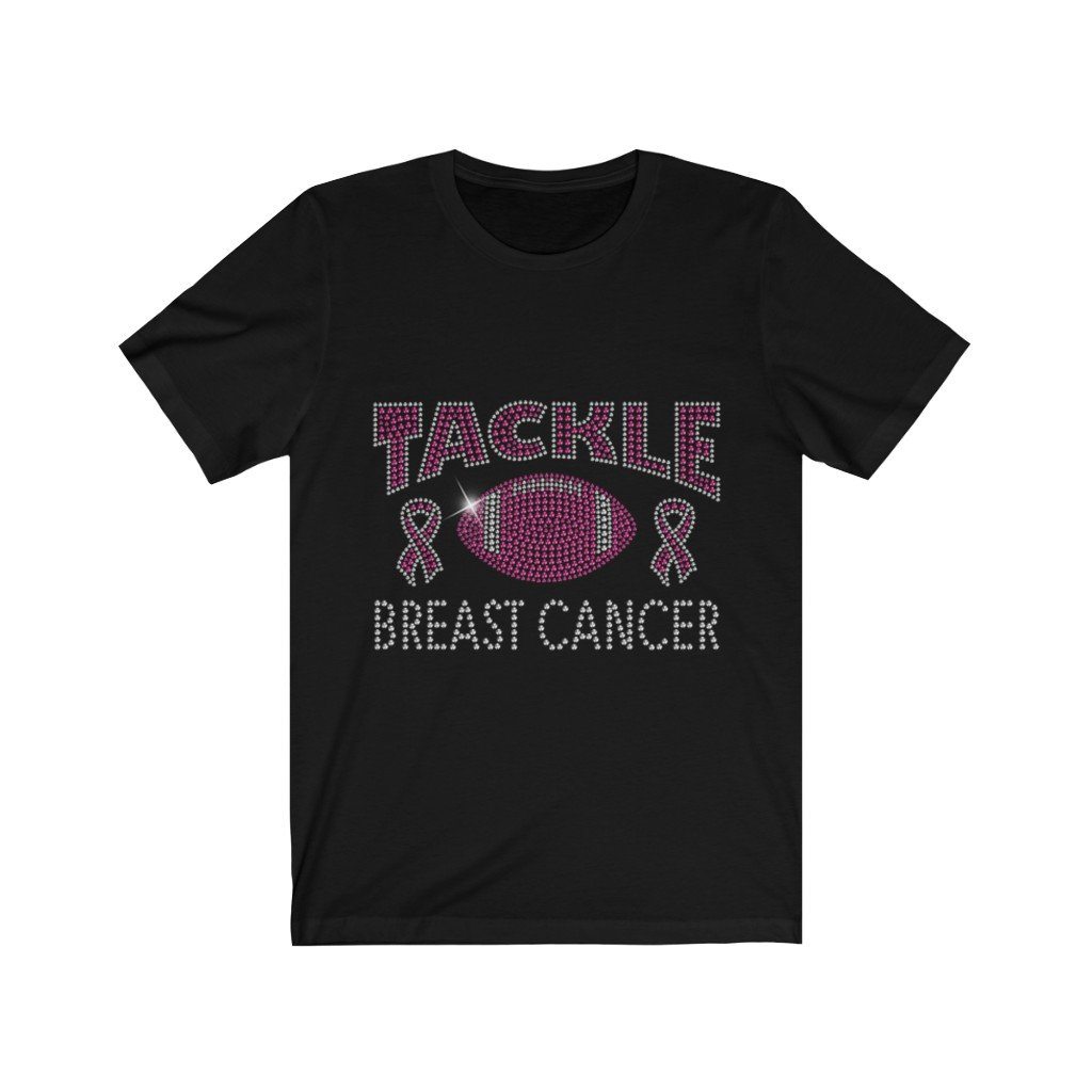 Tackle Breast Cancer Awareness Rhinestone T-Shirt-T-Shirt-Get Me Bedazzled