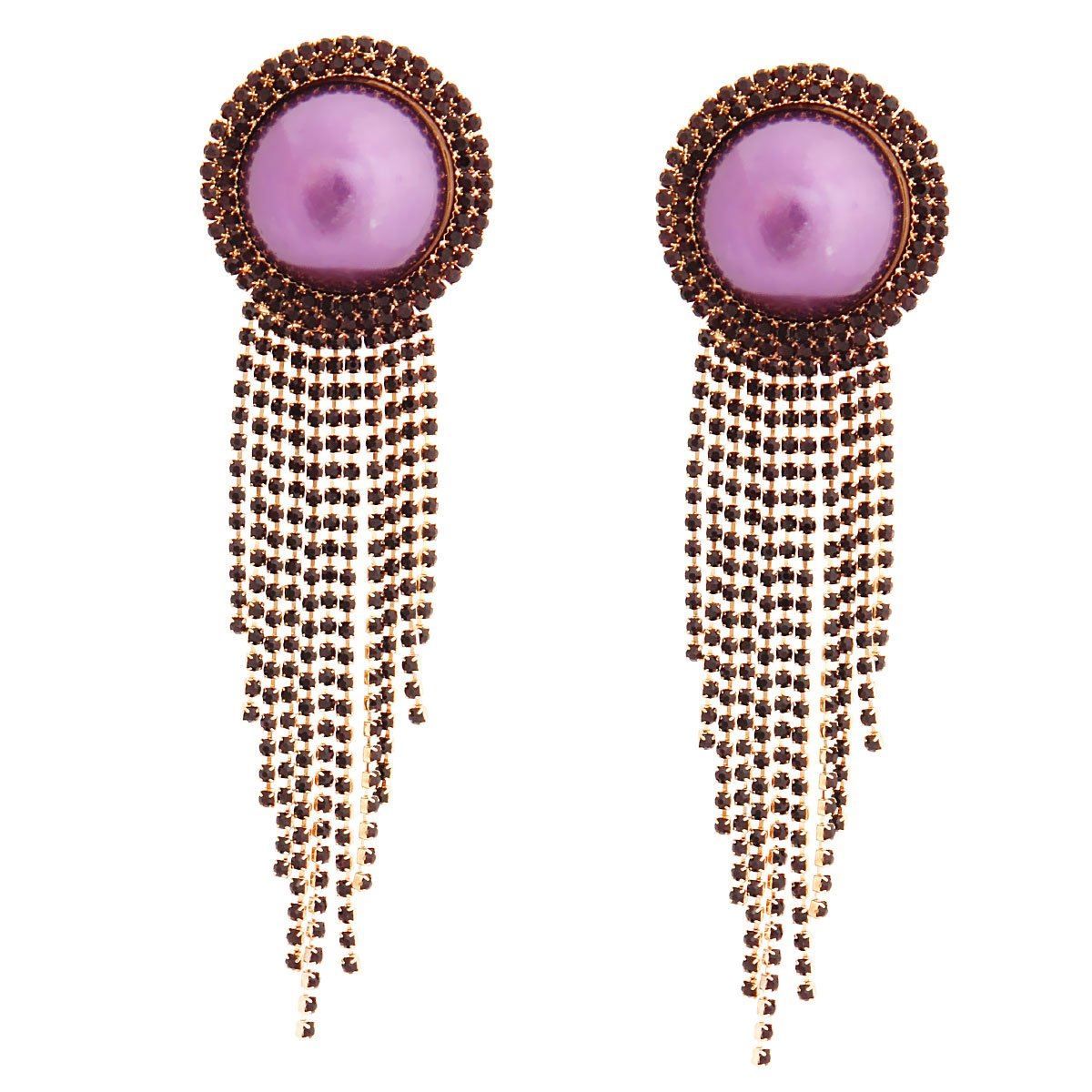 Purple Pearl Fringe Earrings