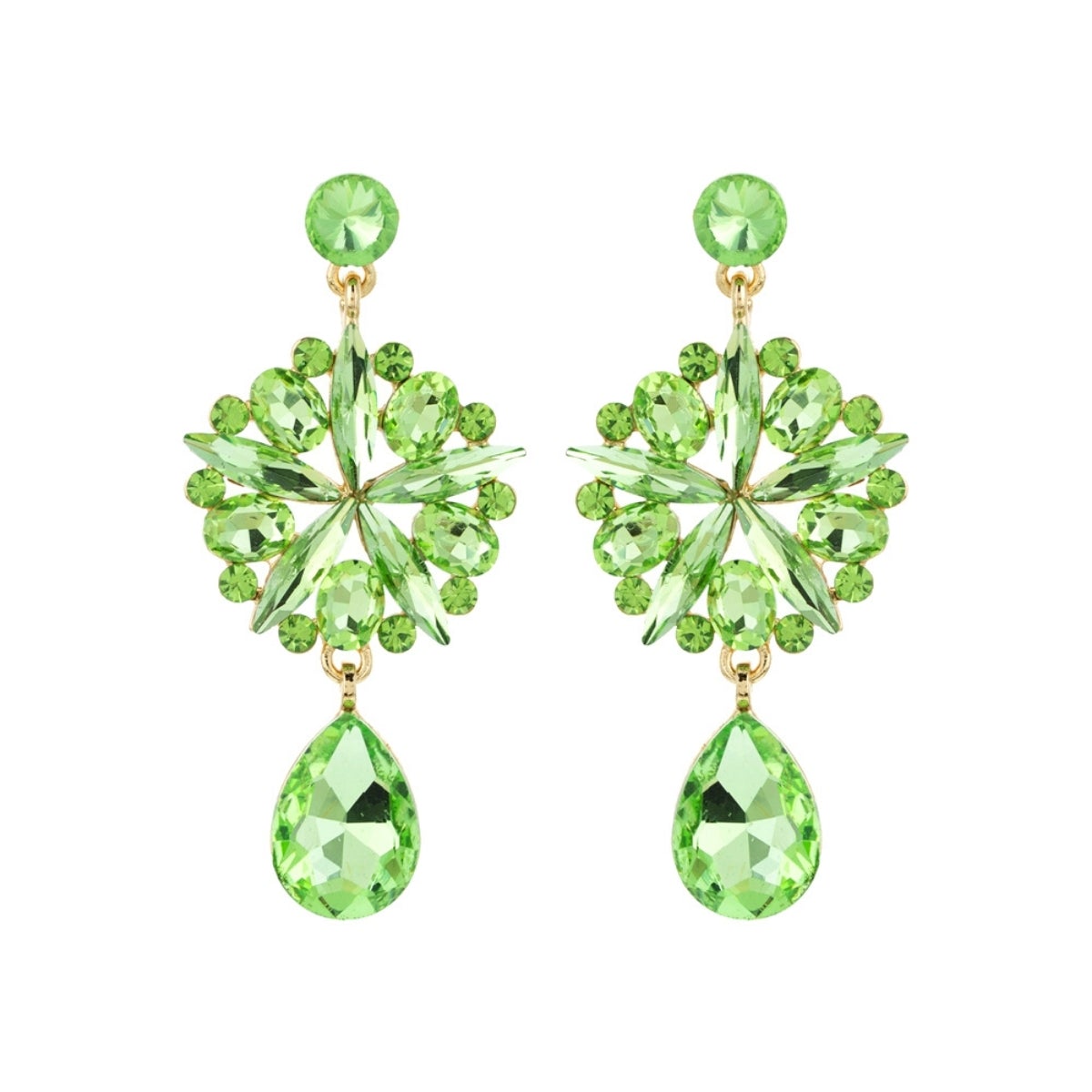 Lime Crystal Burst Earrings
