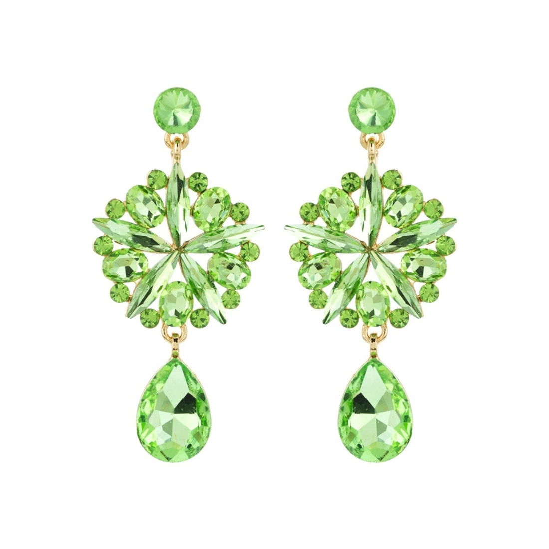 Lime Crystal Burst Earrings