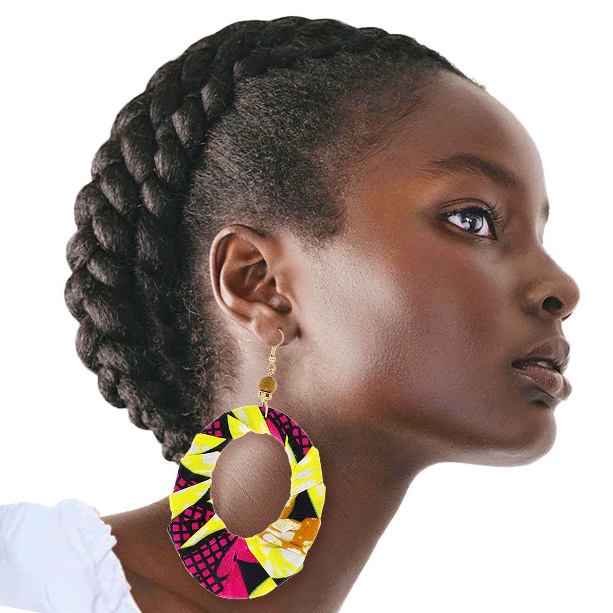 Fuchsia Afrocentric Teardrop Earrings