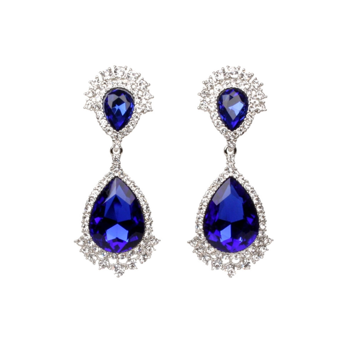 Royal Blue Crystal Crown Clip Ons