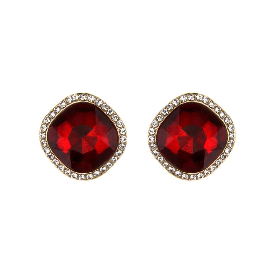 Red Crystal Square Studs