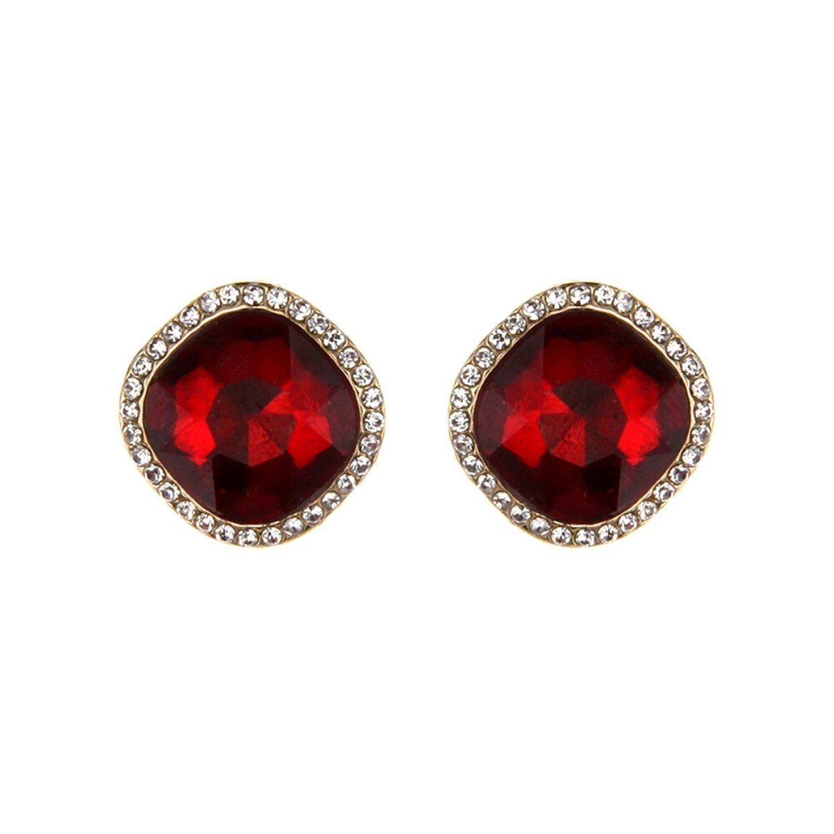 Red Crystal Square Studs