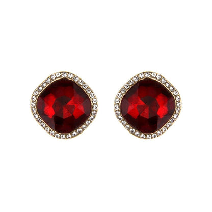 Red Crystal Square Studs