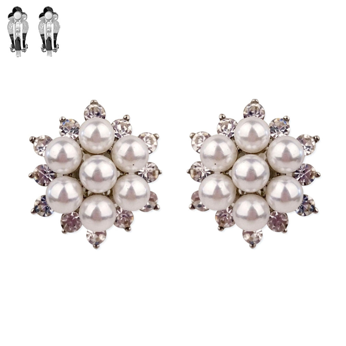 White Pearl Cluster Clip Ons