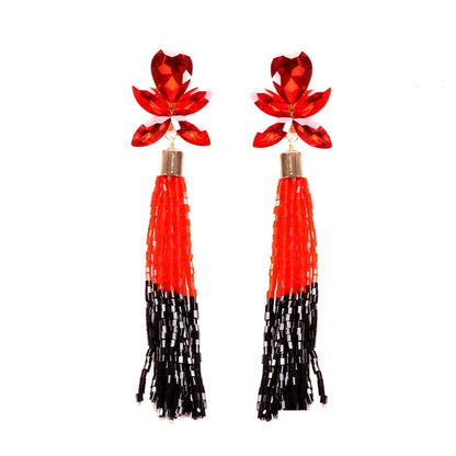 Red Crystal Bead Earrings