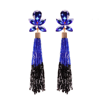 Royal Blue Crystal Bead Earrings