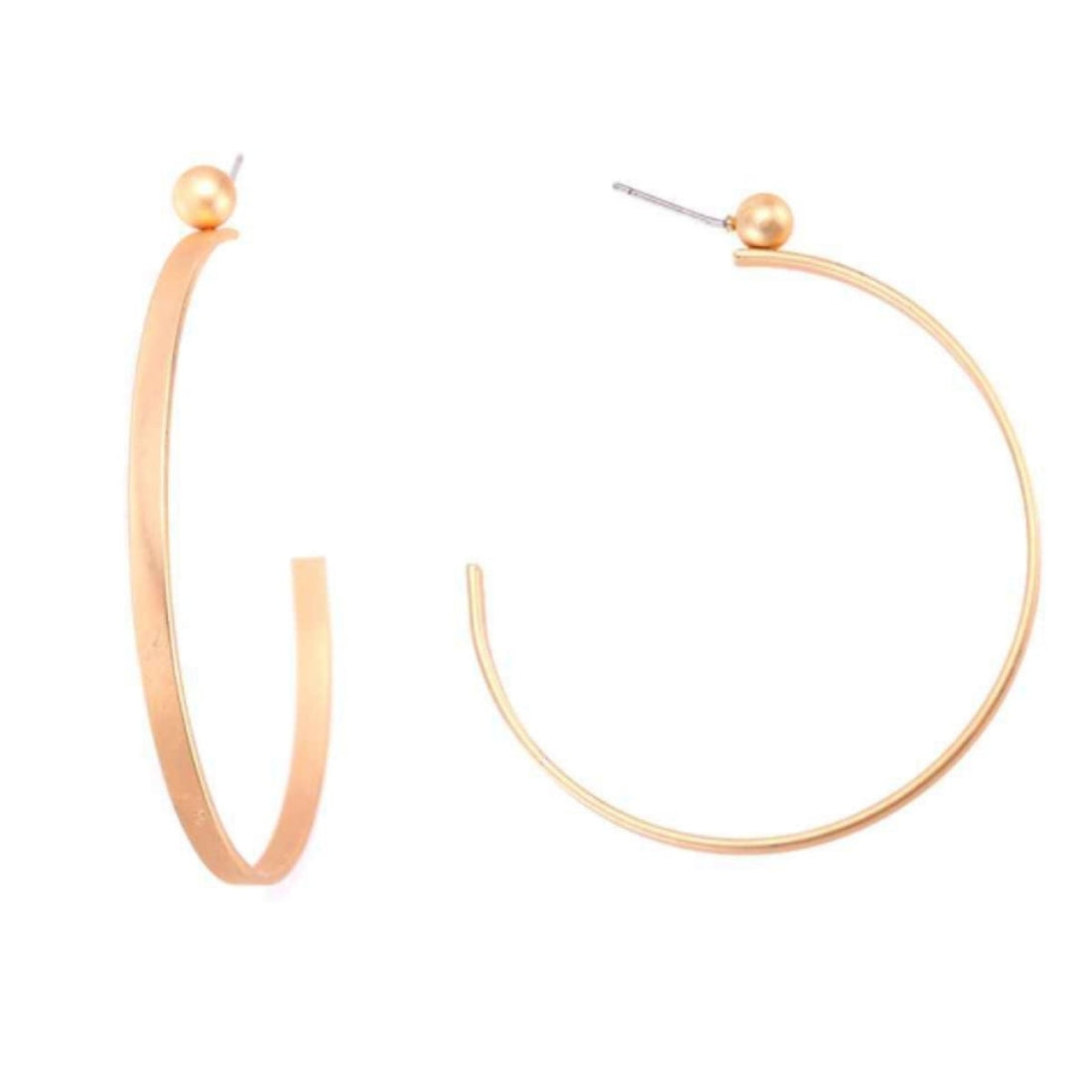 Matte Gold Ball Metal Hoops