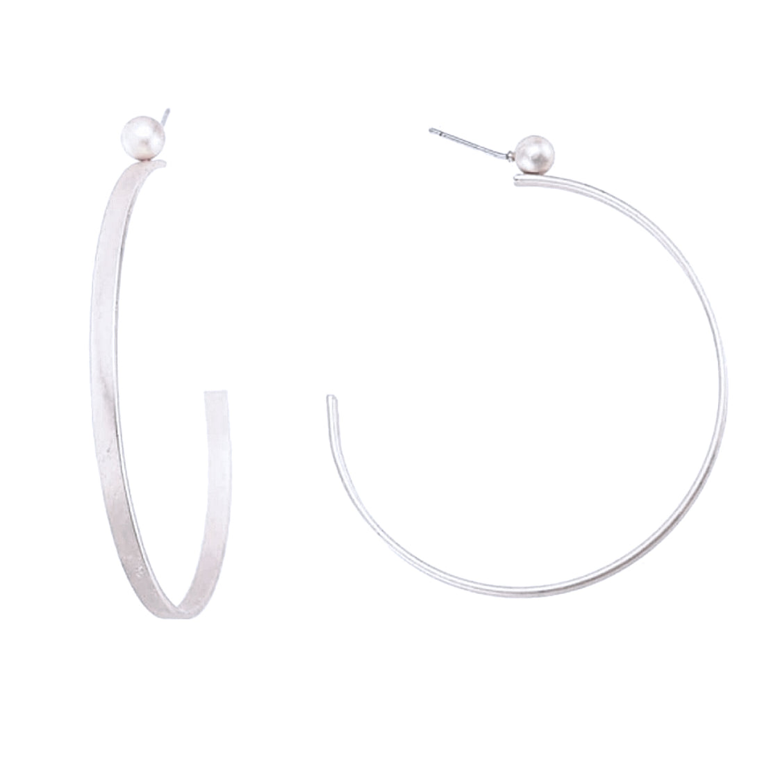 Matte Silver Ball Metal Hoops