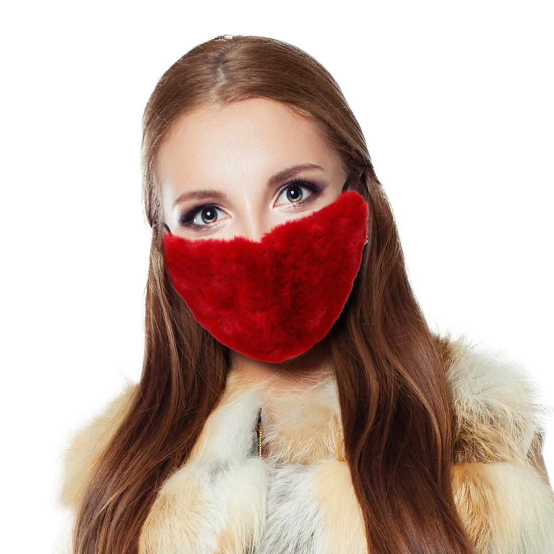 Red Faux Fur Mask