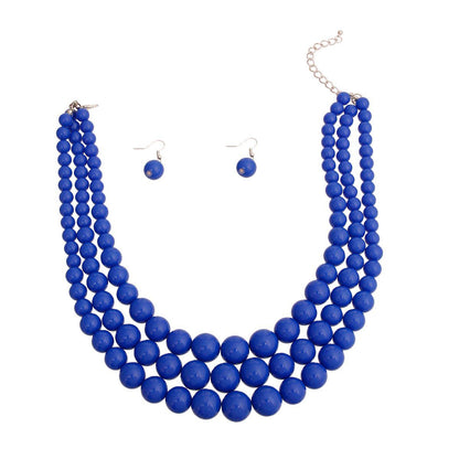 Royal Blue Pearl Bead Necklace