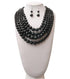Black Multi Strand Pearl Necklace Set