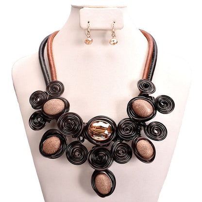 Brown and Black Leather Coiled Set