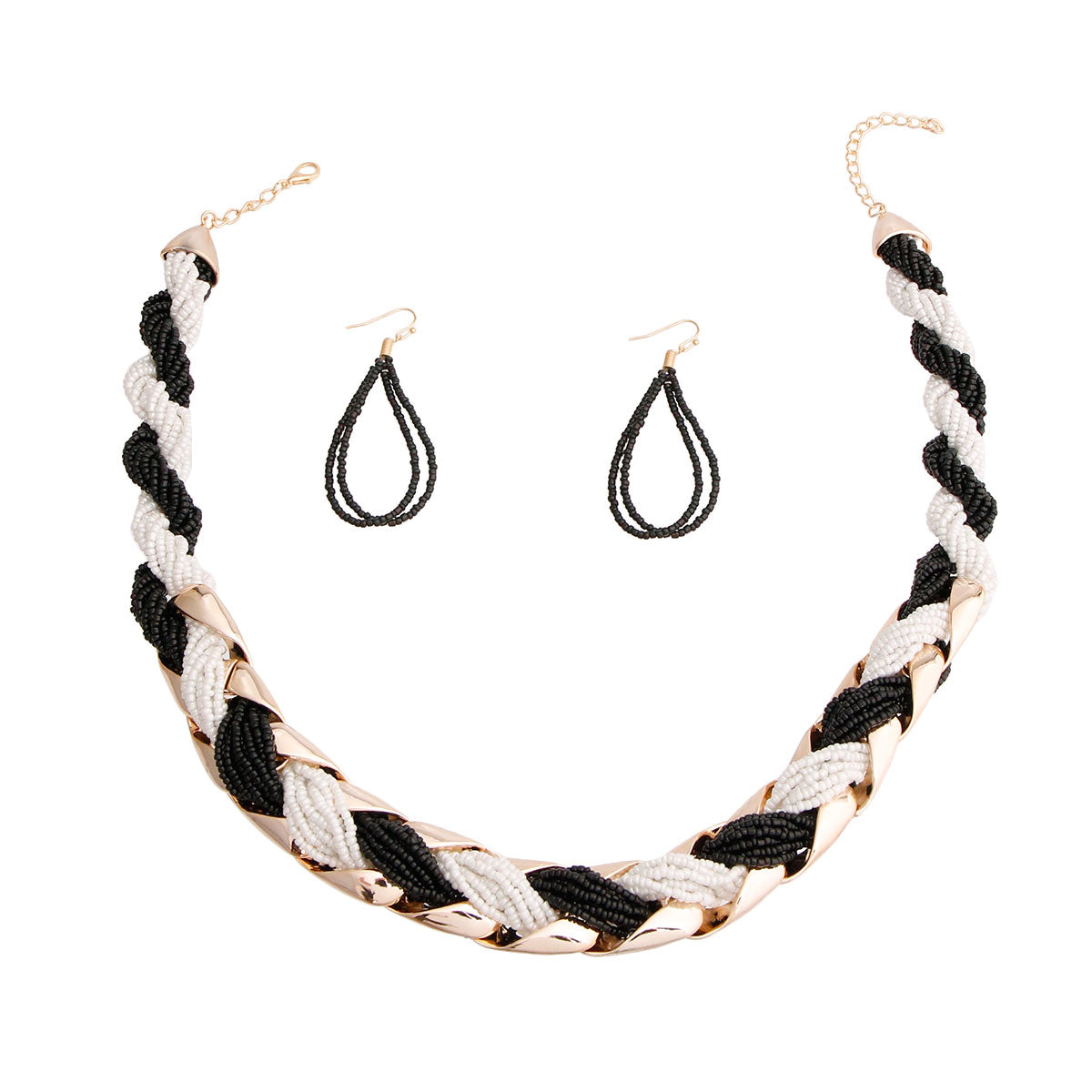Black and White Bead Twisted Necklace