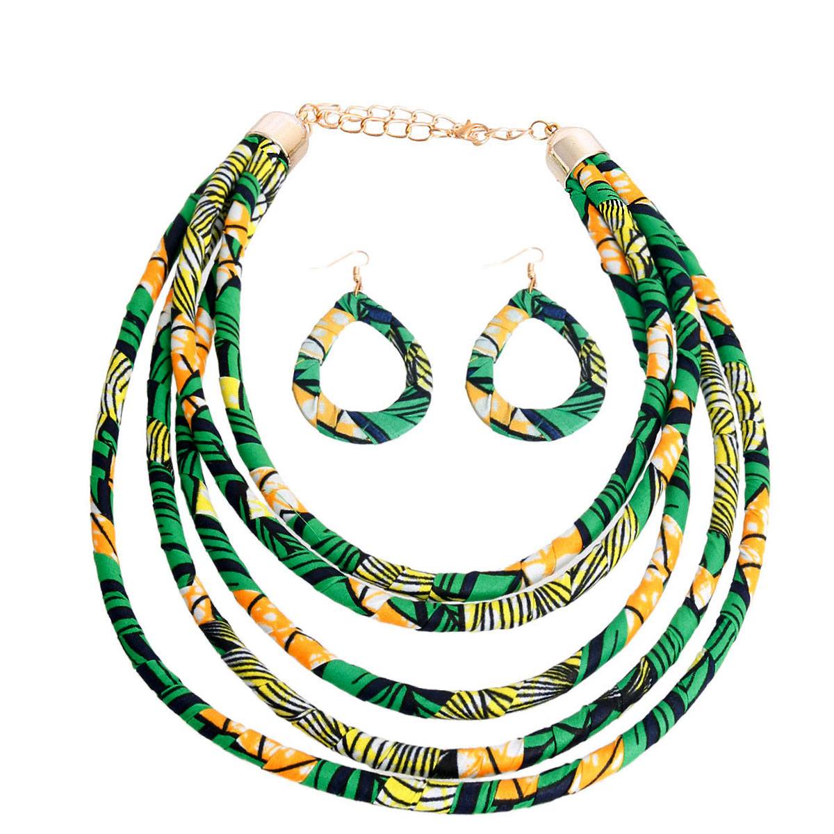 Green Tribal Layered Rope Collar