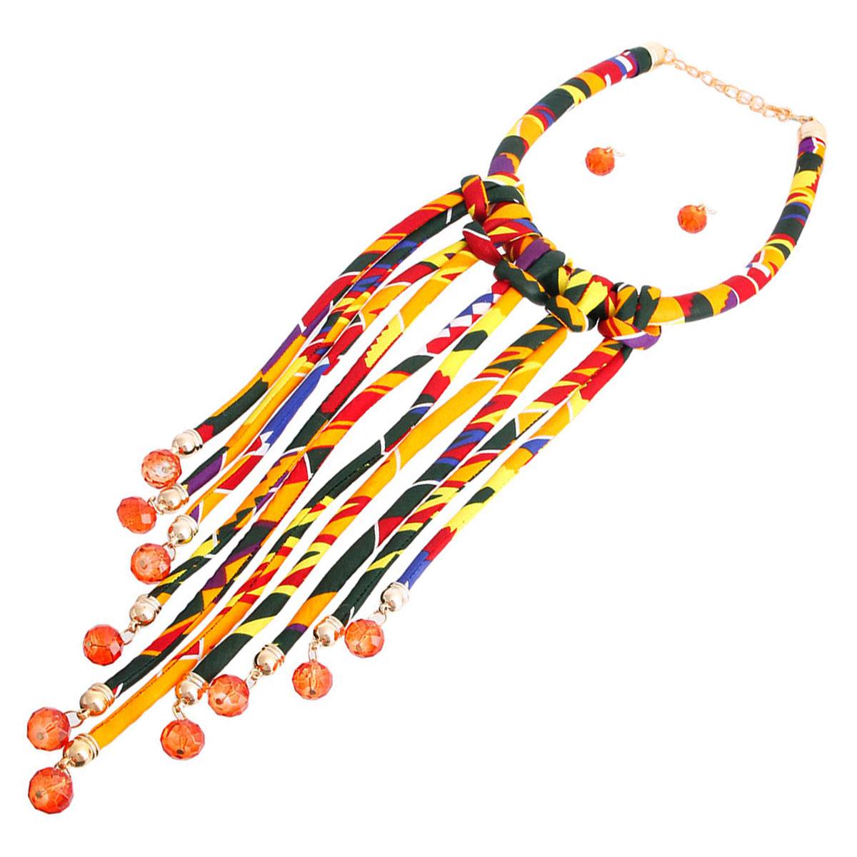 Long Tribal Rope Fringe Necklace Set