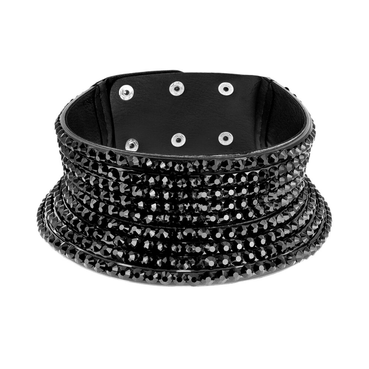 Black Faux Leather Crystal Choker