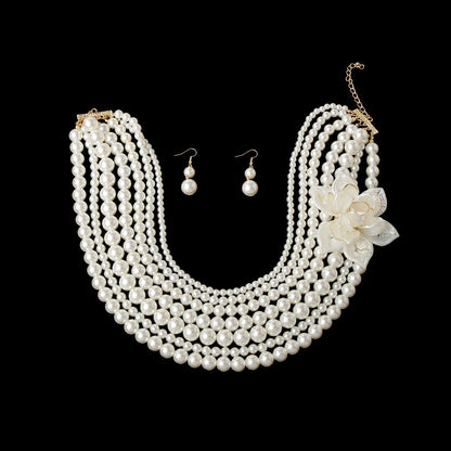 Pearl and Flower Necklace Set