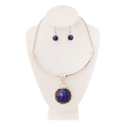 Royal Blue Crystal Ball Necklace Set