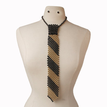 Black and Gold Pearl Necktie