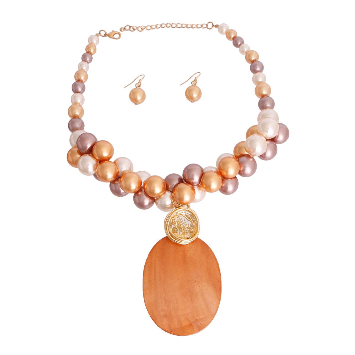 Brown Pearl and Shell Necklace