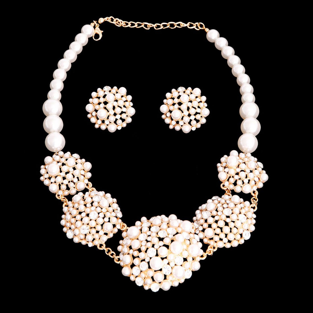 5 Round Cream Pearl Cluster Necklace
