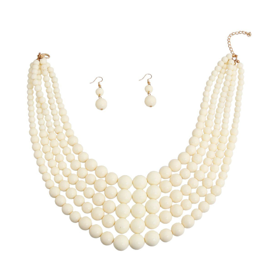 Ivory Bead 5 Strand Necklace