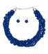 Silver and Royal Blue Bead Twisted Necklace Set