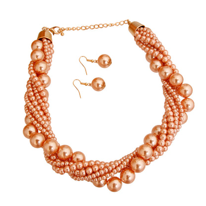 Brown Pearl Twisted Strand Set