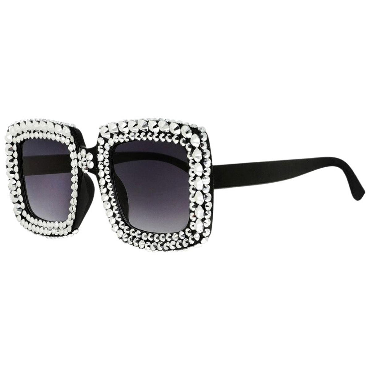 Sparkly Silver Stone Square Sunglasses