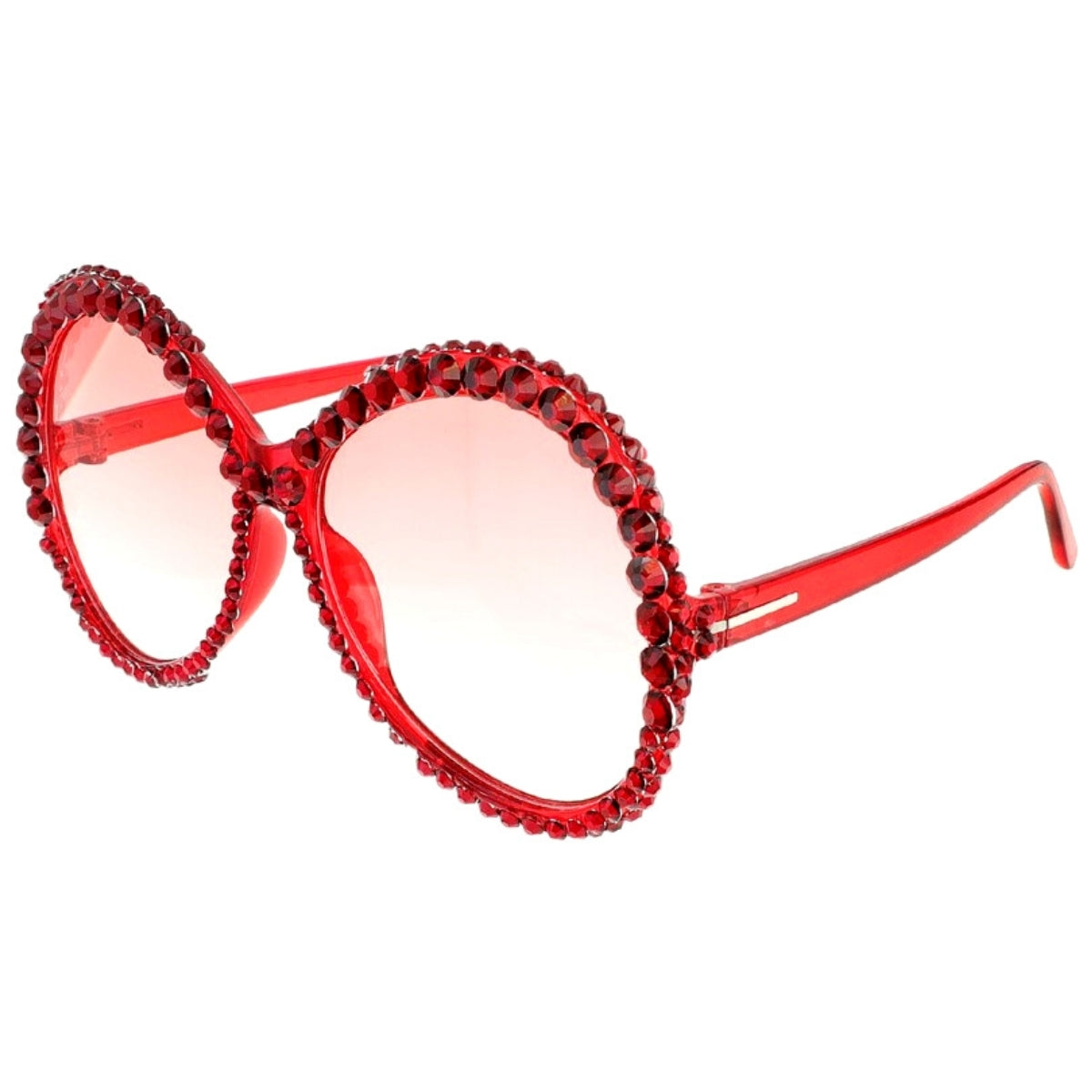 Red Sparkly Round Sunglasses