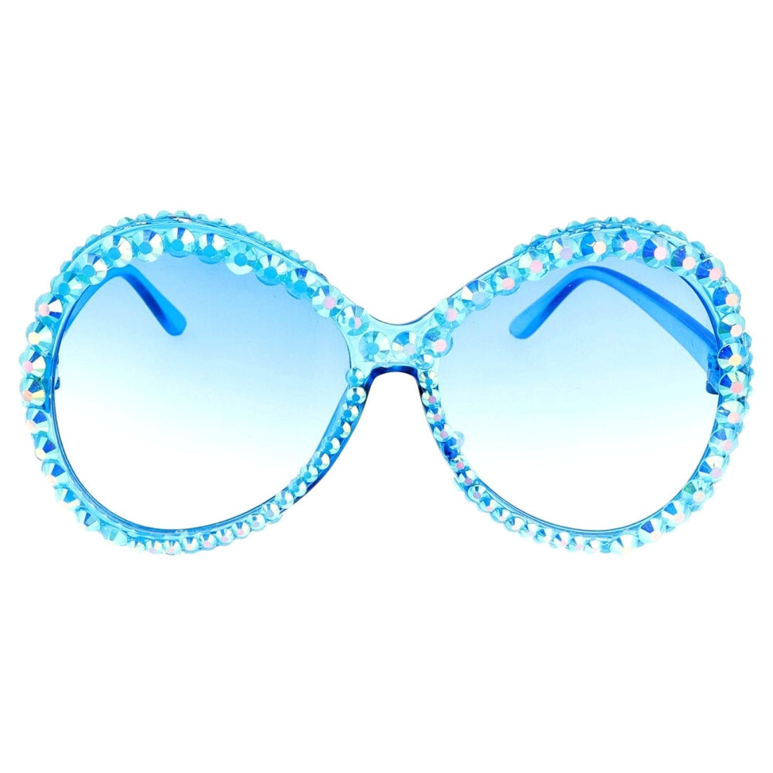 Turquoise Sparkly Round Sunglasses