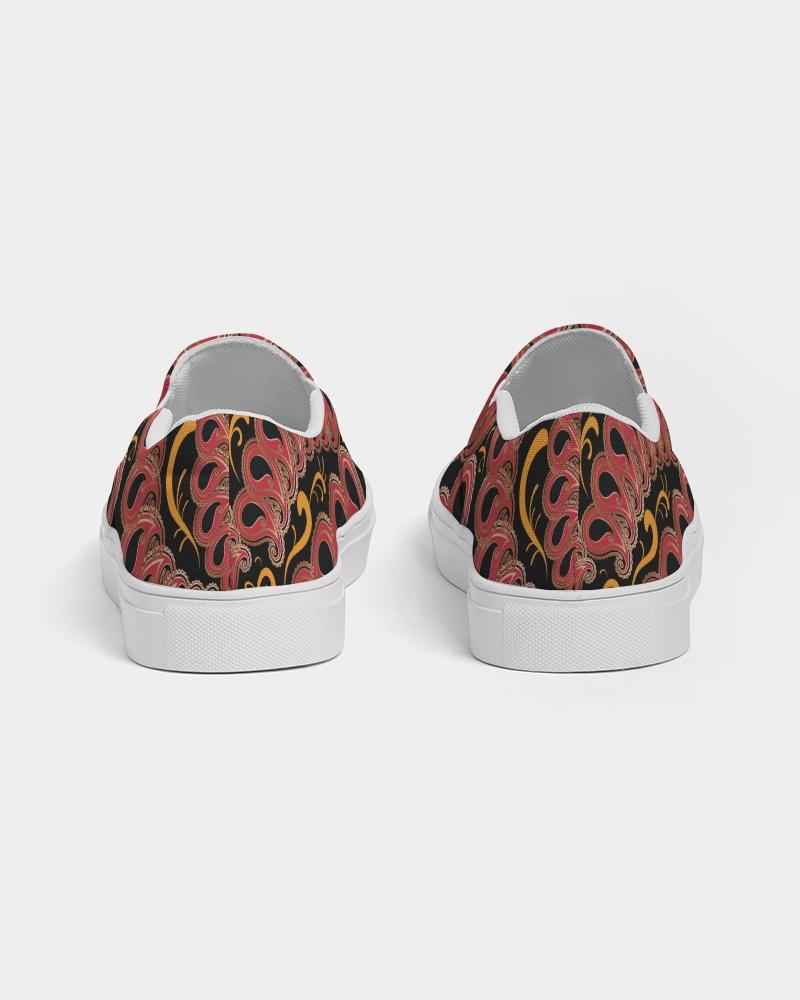 Black Pink And Gold Paisley Slip On Shoe-women shoes-Get Me Bedazzled