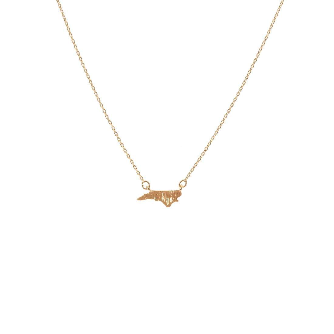 Gold North Carolina State Necklace-Necklaces-Get Me Bedazzled