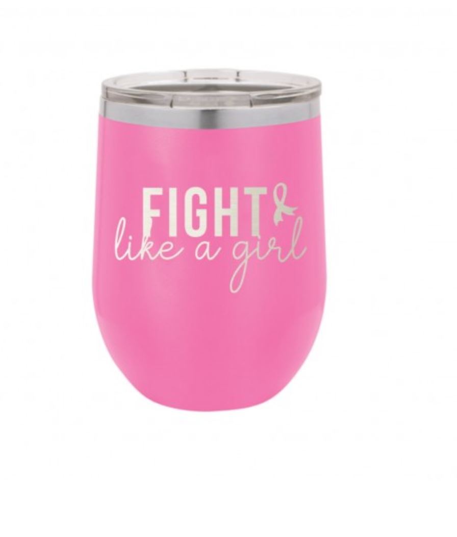 Fight Like A Girl Pink 12oz Tumbler-Get Me Bedazzled