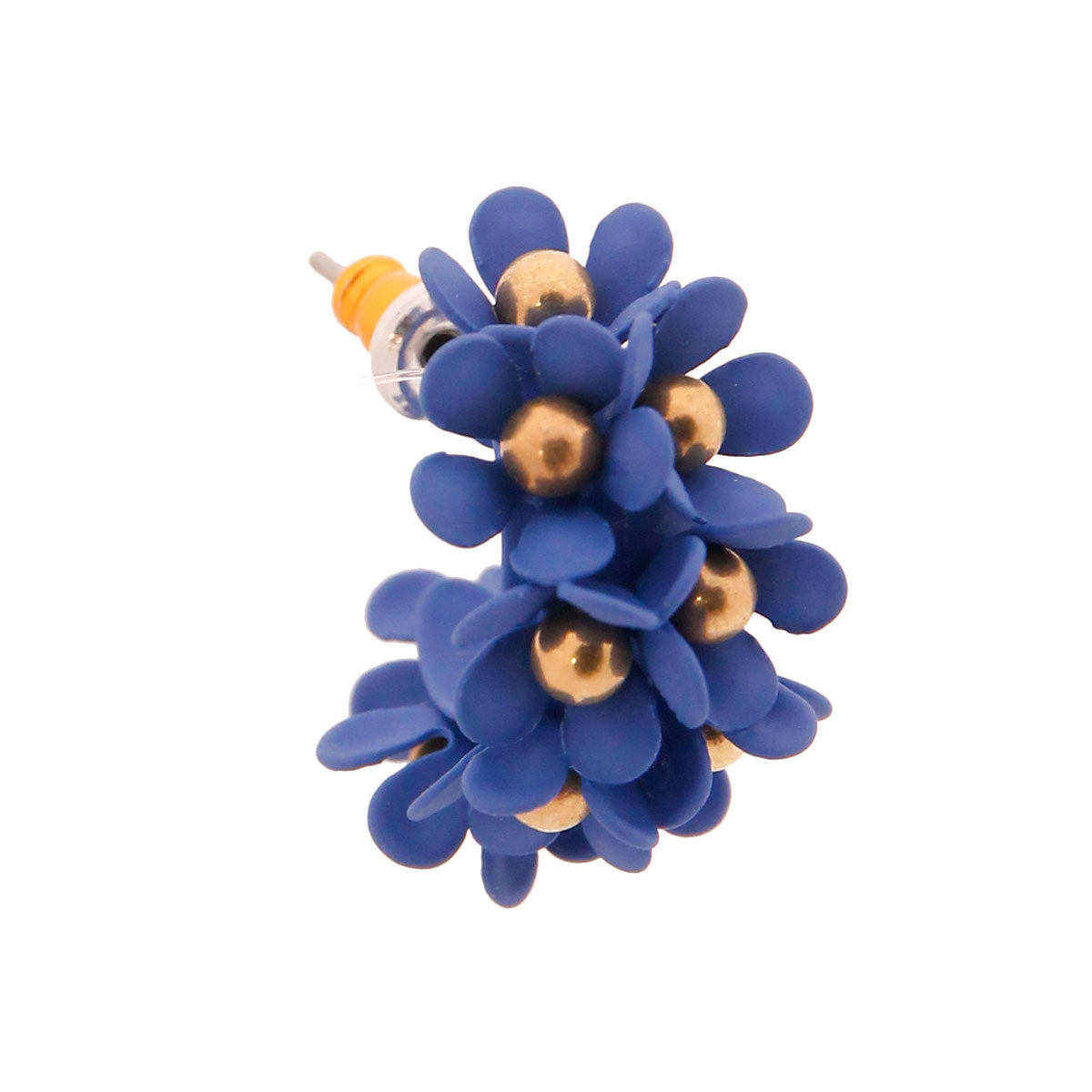 Blue Flower Hoop Earrings