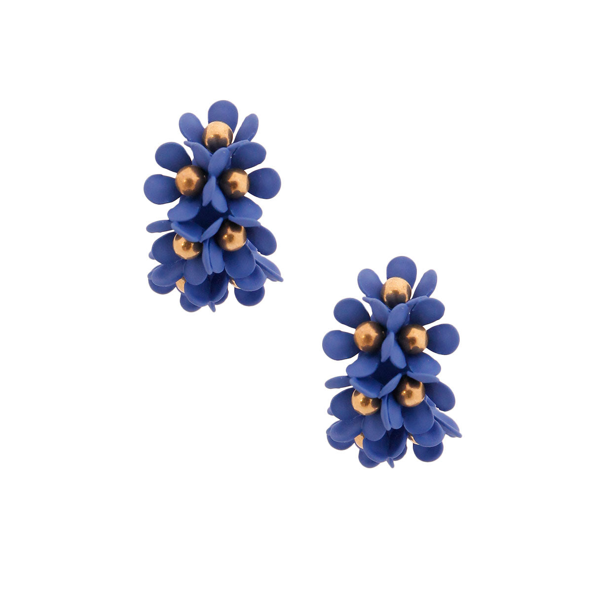 Blue Flower Hoop Earrings