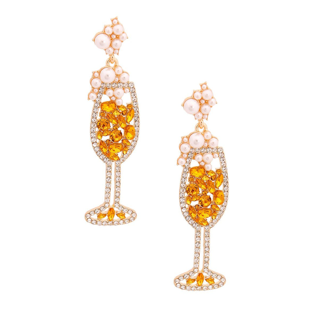 Gold Yellow Crystal Bubbly Earrings