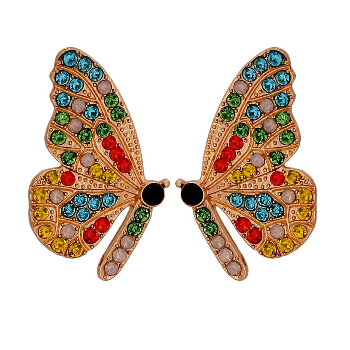 Multi Color Rhinestone Butterfly Studs