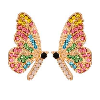 Pink Rhinestone Butterfly Studs