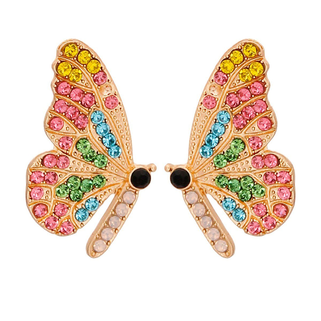 Pink Rhinestone Butterfly Studs