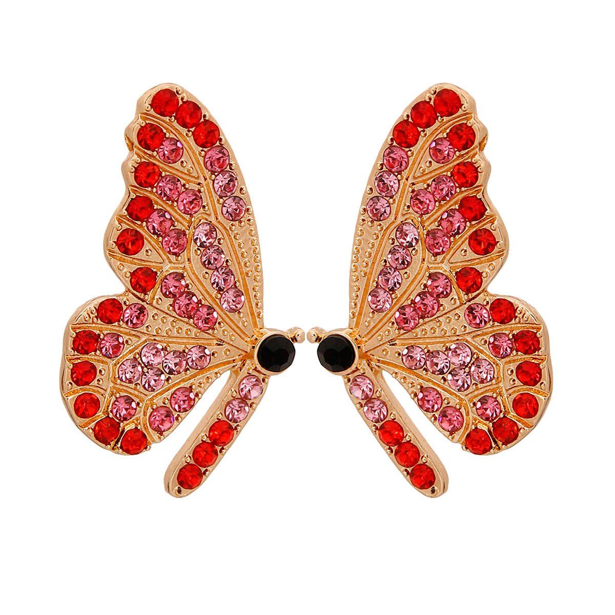 Red Rhinestone Butterfly Studs
