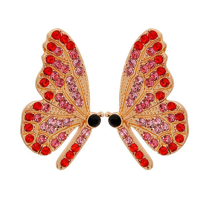 Red Rhinestone Butterfly Studs